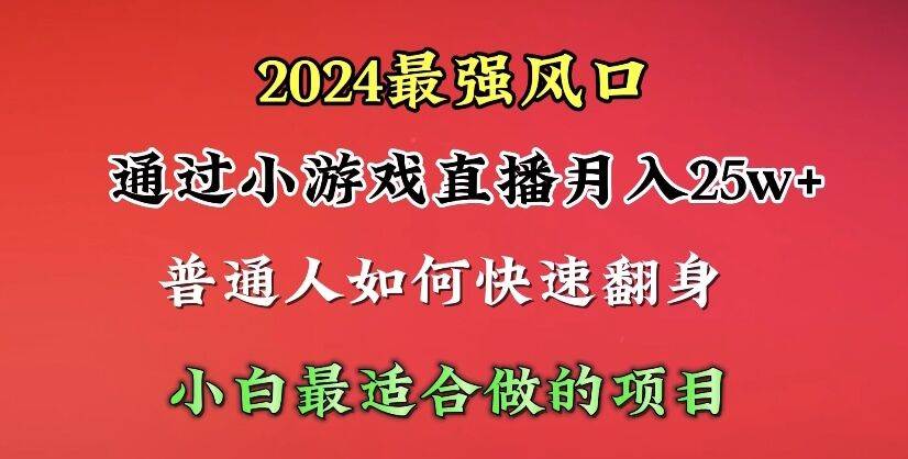 图片[1]-2024年最强风口，通过小游戏直播月入25w+单日收益5000+小白最适合做的项目-九章网创