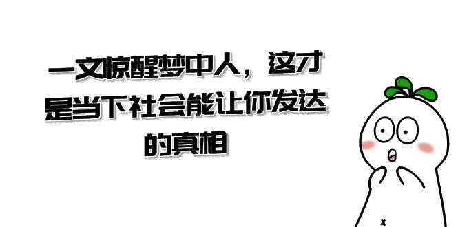 某公众号付费文章《一文 惊醒梦中人，这才是当下社会能让你发达的真相》-九章网创