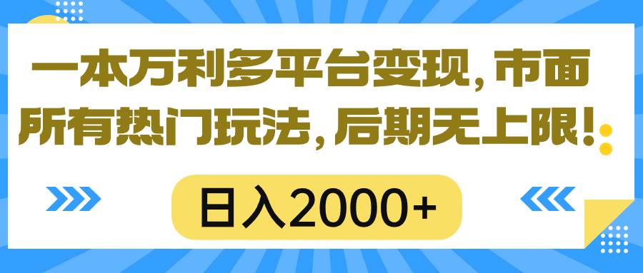 一本万利多平台变现，市面所有热门玩法，日入2000+，后期无上限！-九章网创