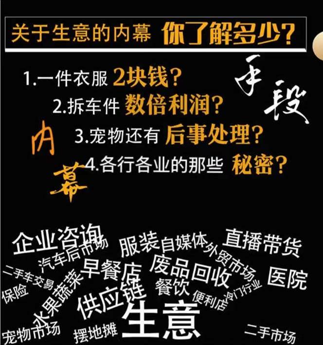 生意内幕·与手段：行业内幕、冷门行业、尾货处理、废品回收、空手套白狼（全集）-九章网创