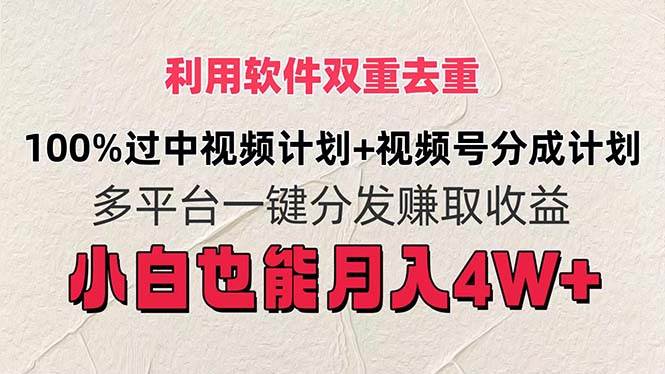 利用软件双重去重，100%过中视频+视频号分成计划小白也可以月入4W+-九章网创