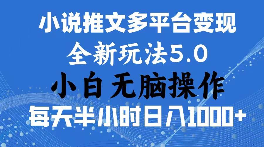 2024年6月份一件分发加持小说推文暴力玩法 新手小白无脑操作日入1000+ …-九章网创