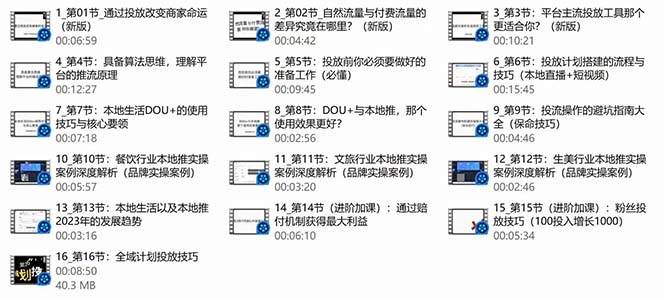 本地同城·推核心方法论，本地同城投放技巧快速掌握运营核心（16节课）-九章网创