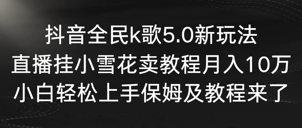 图片[1]-抖音全民k歌5.0新玩法，直播挂小雪花卖教程月入10万，小白轻松上手，保…-九章网创