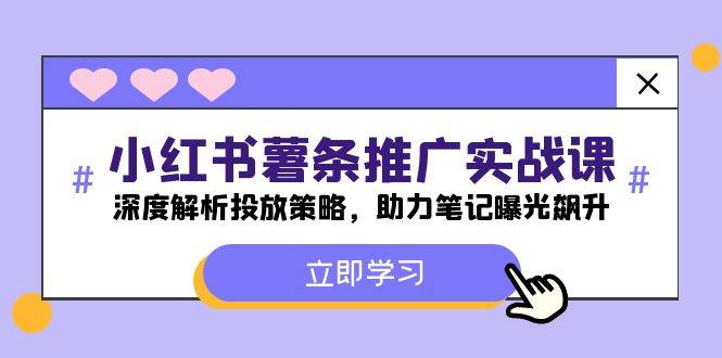 小红书-薯 条 推 广 实战课：深度解析投放策略，助力笔记曝光飙升-九章网创