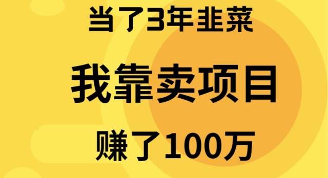 当了3年韭菜，我靠卖项目赚了100万-九章网创