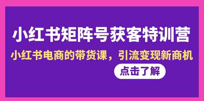 图片[1]-小红书-矩阵号获客特训营-第10期，小红书电商的带货课，引流变现新商机-九章网创