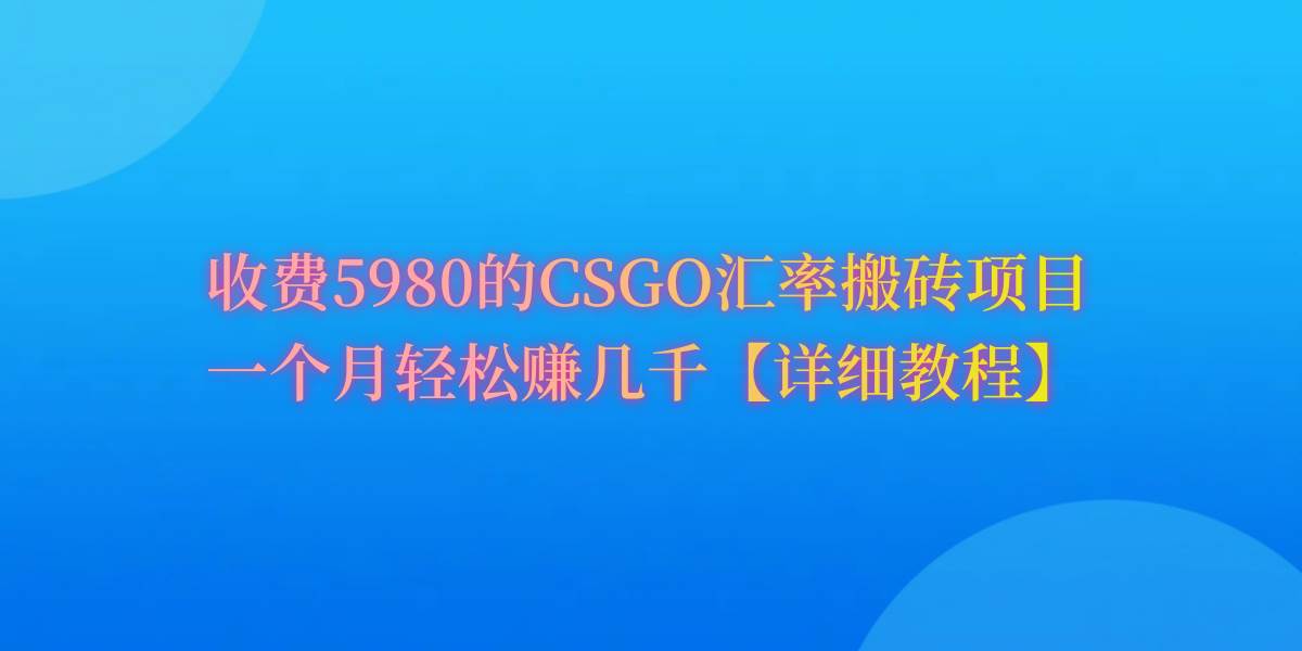 CSGO装备搬砖，月综合收益率高达60%，你也可以！-九章网创