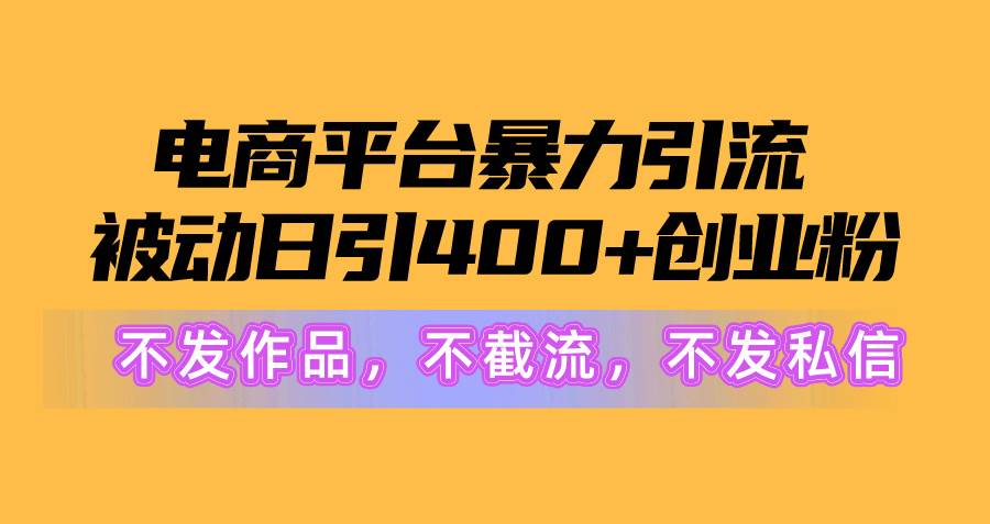 图片[1]-电商平台暴力引流,被动日引400+创业粉不发作品，不截流，不发私信-九章网创