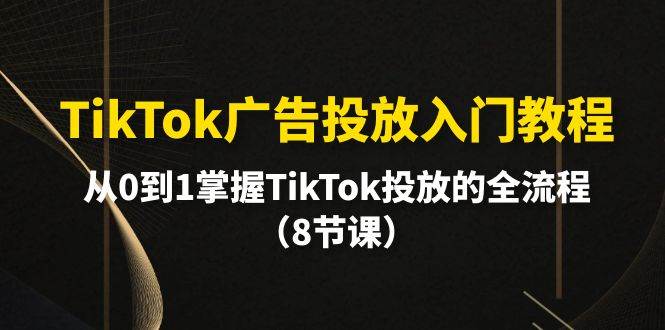 TikTok广告投放入门教程，从0到1掌握TikTok投放的全流程（8节课）-九章网创