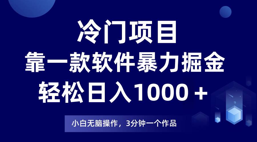 冷门项目，靠一款软件暴力掘金日入1000＋，小白轻松上手第二天见收益-九章网创