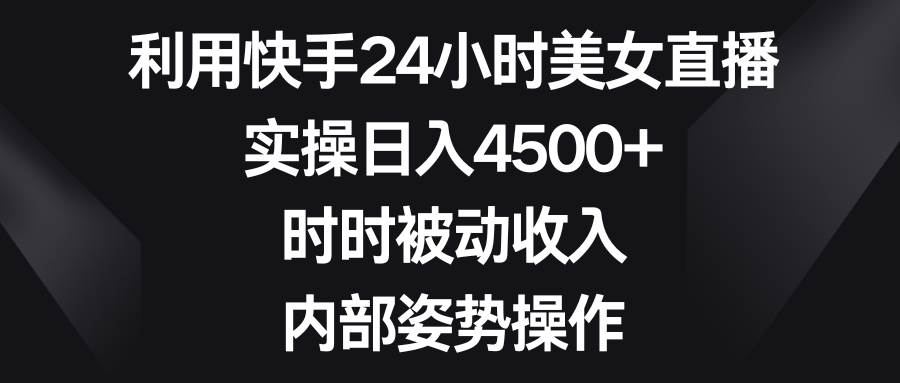 图片[1]-利用快手24小时美女直播，实操日入4500+，时时被动收入，内部姿势操作-九章网创