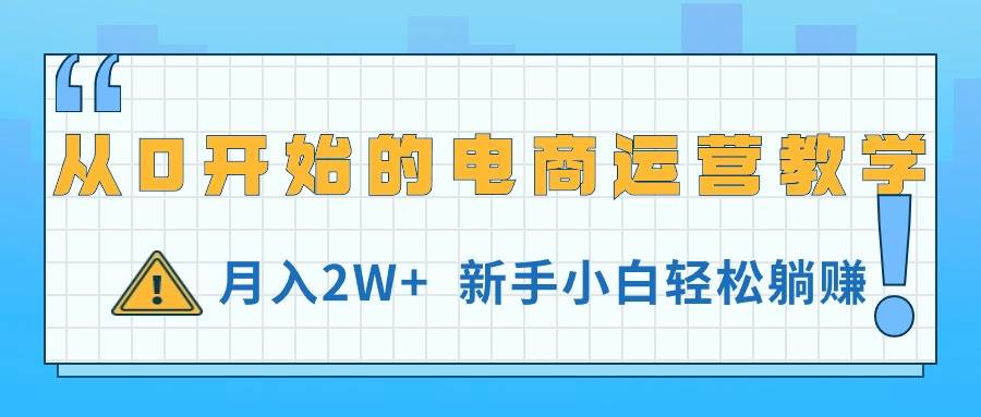 从0开始的电商运营教学，月入2W+，新手小白轻松躺赚-九章网创