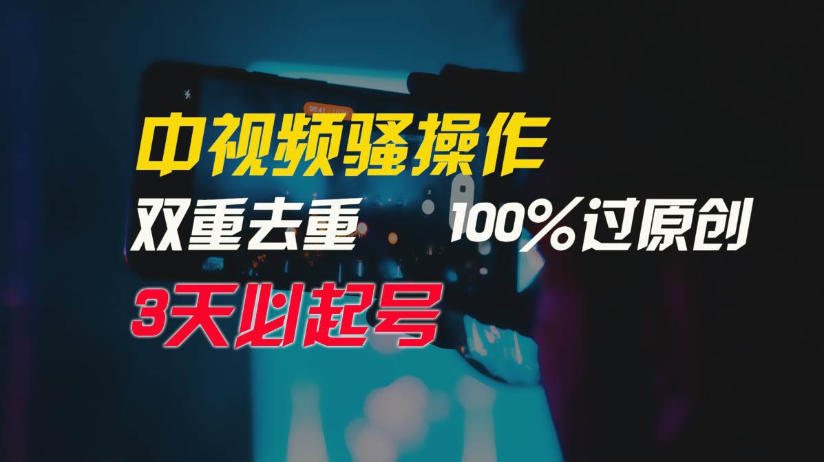 中视频骚操作，双重去重100%过原创，3天比必起号，简单无脑，月入3W+-九章网创