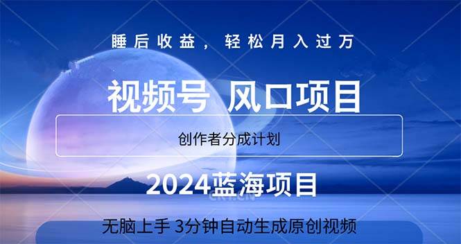 2024蓝海项目，3分钟自动生成视频，月入过万-九章网创