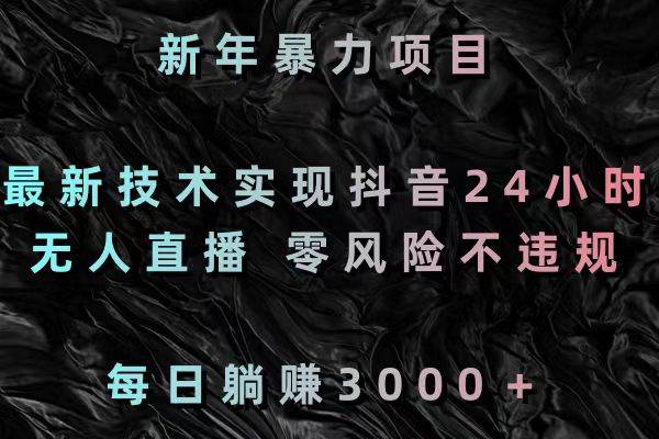 新年暴力项目，最新技术实现抖音24小时无人直播 零风险不违规 每日躺赚3000-九章网创