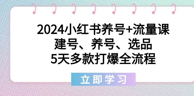 2024小红书养号+流量课：建号、养号、选品，5天多款打爆全流程-九章网创