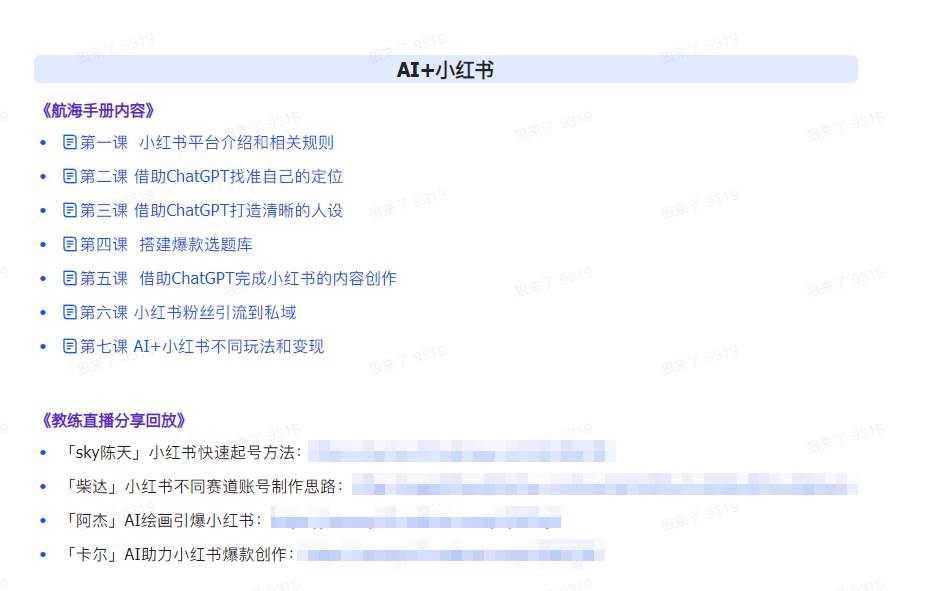 图片[3]-AI破局手册+教练分享合集：AI提示词/AI+小红书 /AI+公众号/AI+绘画/AI编程-九章网创