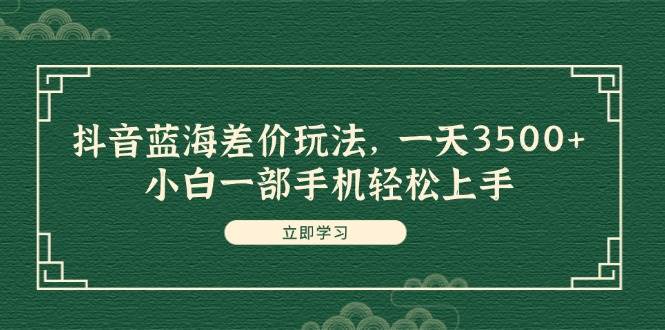 抖音蓝海差价玩法，一天3500+，小白一部手机轻松上手-九章网创