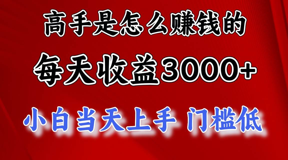 高手是怎么赚钱的，一天收益3000+ 这是穷人逆风翻盘的一个项目，非常…-九章网创