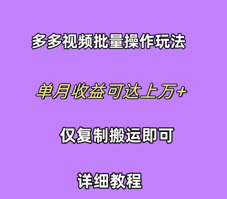 拼多多视频带货快速过爆款选品教程 每天轻轻松松赚取三位数佣金 小白必…-九章网创