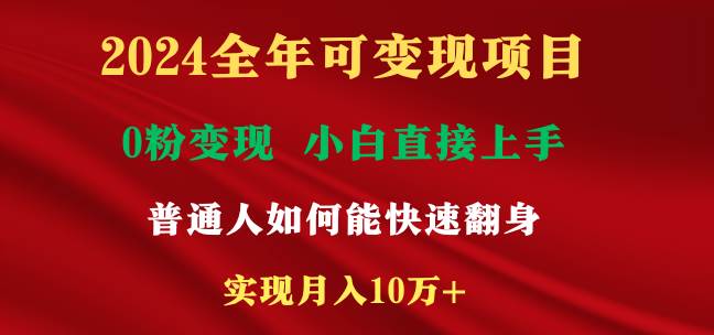 图片[1]-2024全年可变现项目，一天收益至少2000+，小白上手快，普通人就要利用互…-九章网创