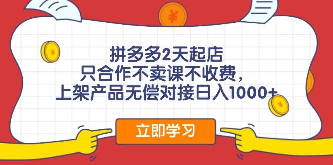 拼多多0成本开店，只合作不卖课不收费，0成本尝试，日赚千元+-九章网创