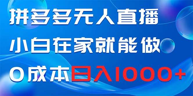 拼多多无人直播，小白在家就能做，0成本日入1000+-九章网创