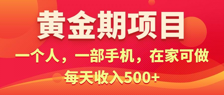 黄金期项目，电商搞钱！一个人，一部手机，在家可做，每天收入500+-九章网创