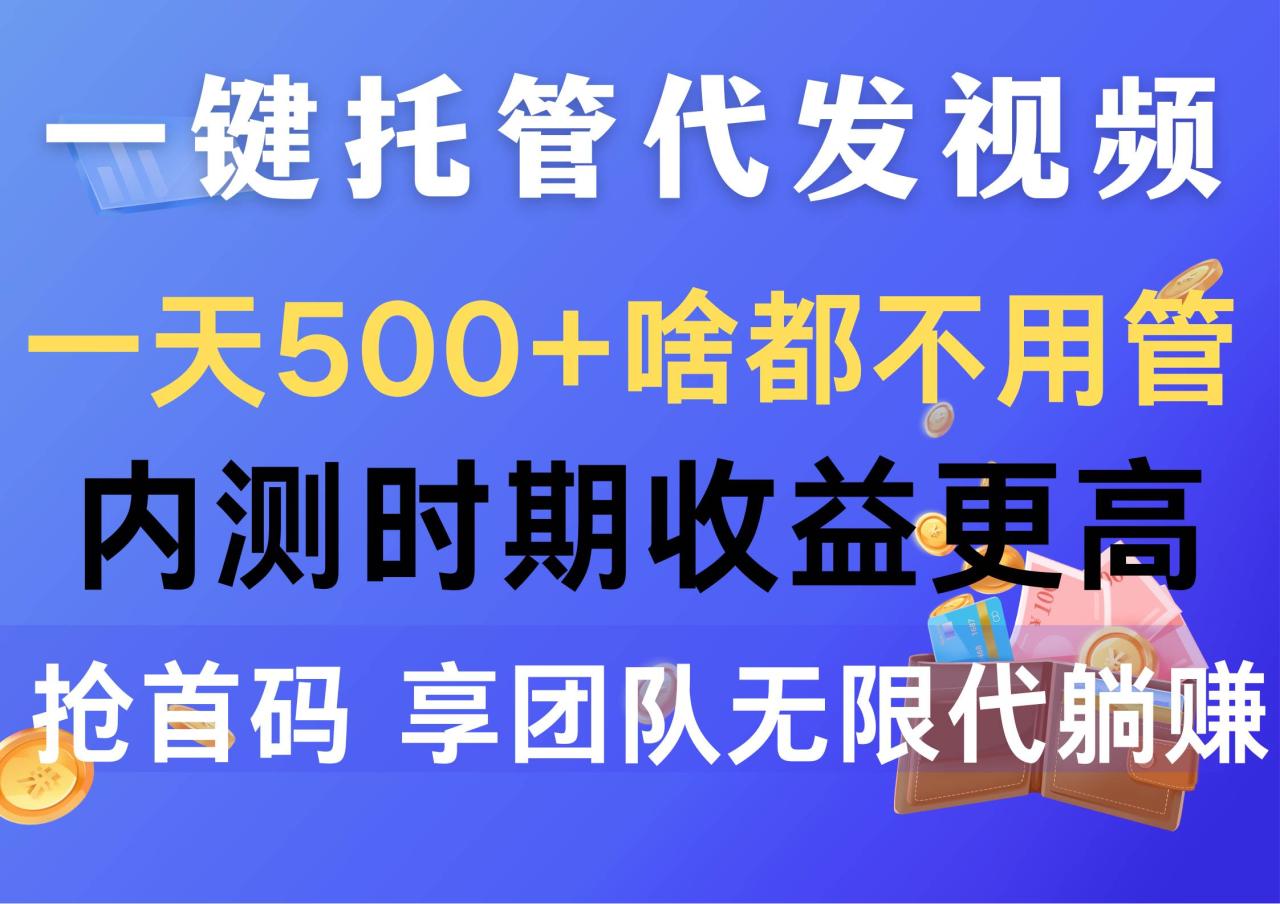 图片[1]-一键托管代发视频，一天500+啥都不用管，内测时期收益更高，抢首码，享…-九章网创