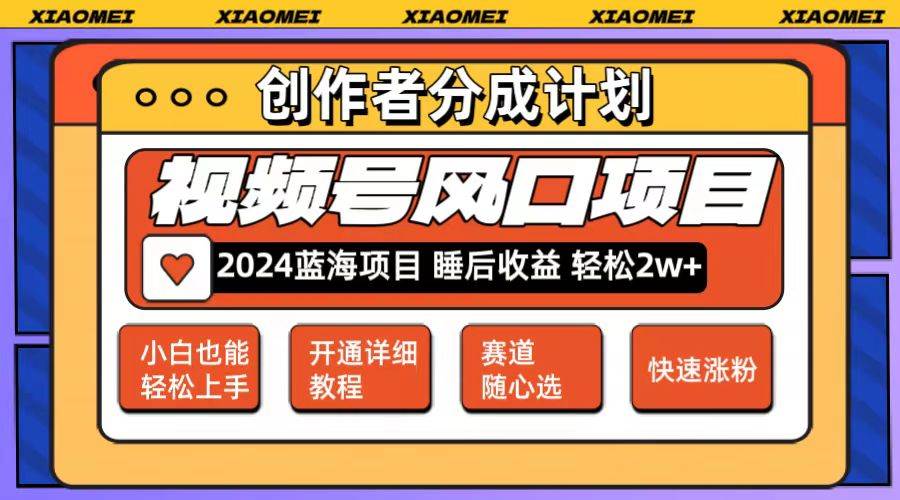 微信视频号大风口项目 轻松月入2w+ 多赛道选择，可矩阵，玩法简单轻松上手-九章网创