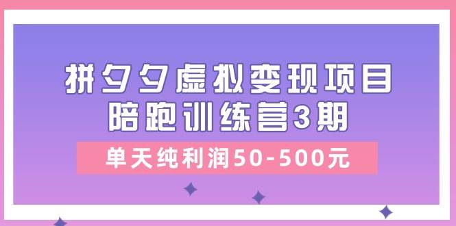 某收费培训《拼夕夕虚拟变现项目陪跑训练营3期》单天纯利润50-500元-九章网创