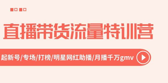 直播带货流量特训营，起新号-专场-打榜-明星网红助播 月播千万gmv（52节）-九章网创