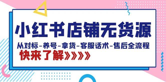 小红书店铺无货源：从对标-养号-拿货-客服话术-售后全流程（20节课）-九章网创