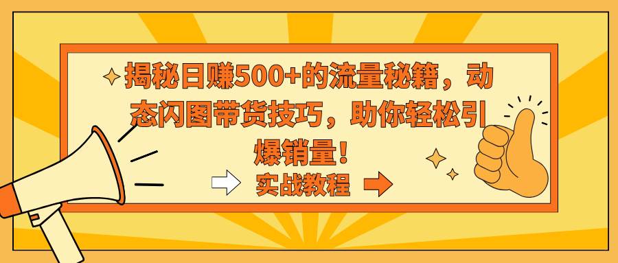 图片[1]-揭秘日赚500+的流量秘籍，动态闪图带货技巧，助你轻松引爆销量！-九章网创