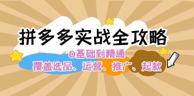 拼多多实战全攻略：0基础到精通，覆盖选品、运营、推广、起款-九章网创