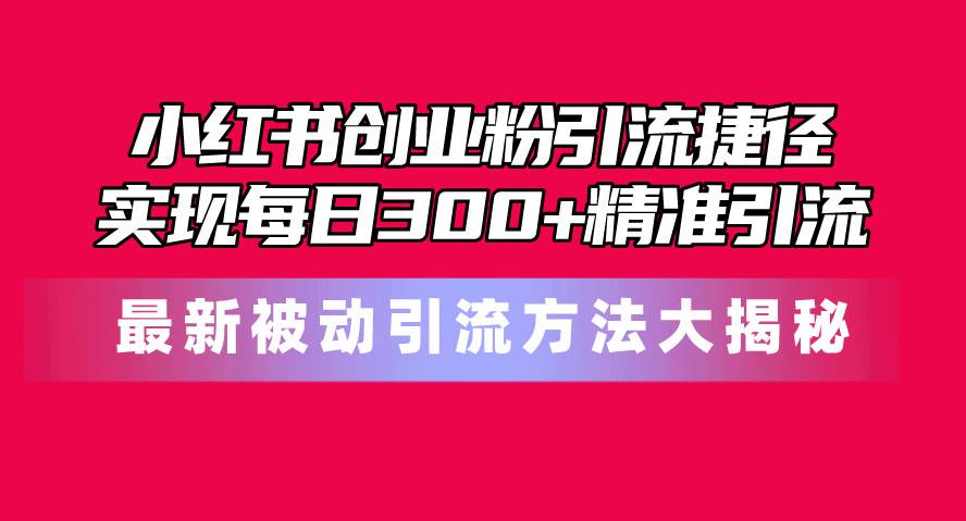 小红书创业粉引流捷径！最新被动引流方法大揭秘，实现每日300+精准引流-九章网创