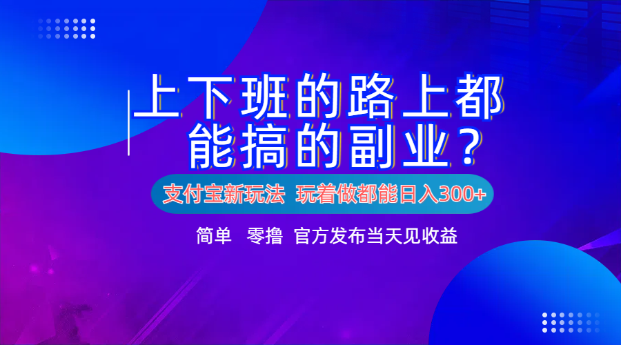 支付宝新项目！上下班的路上都能搞米的副业！简单日入300+-九章网创