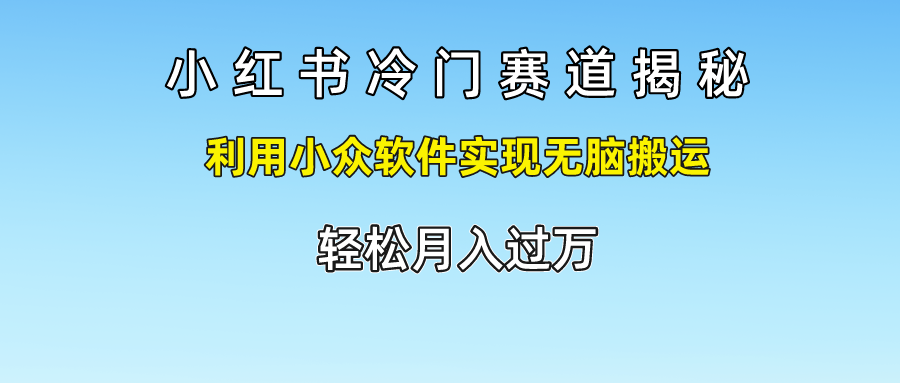 小红书冷门赛道揭秘,轻松月入过万，利用小众软件实现无脑搬运，-九章网创