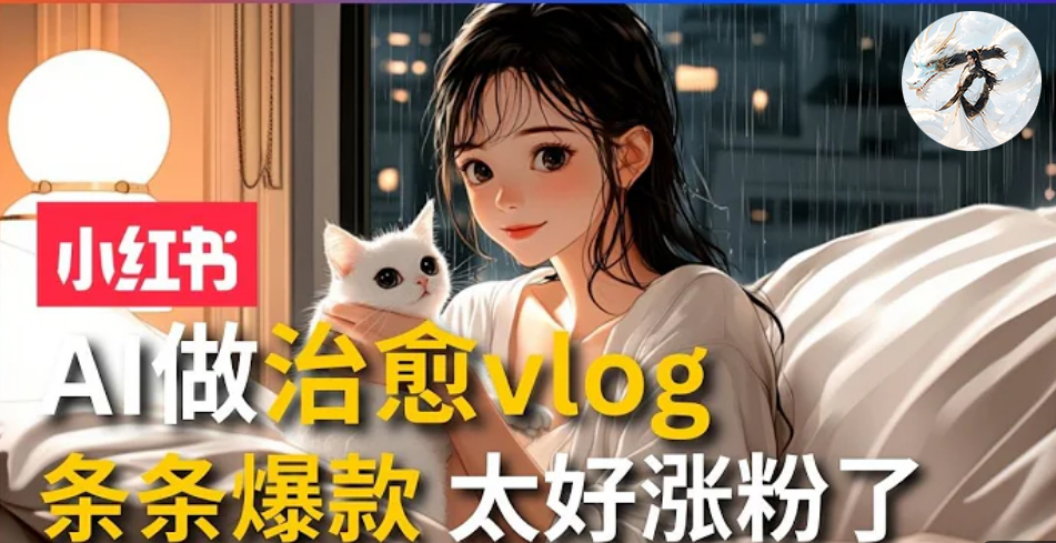 AI治愈系vlog动画视频，小红书7天 涨粉破千，商单报价1500+，0成本制作，日入2000+，有手就会 -九章网创