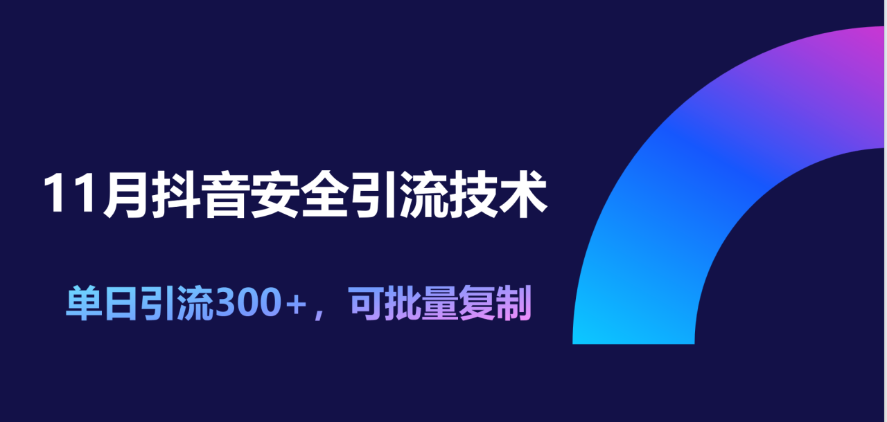 11月抖音安全引流技术，单日引流300+，可批量复制-九章网创