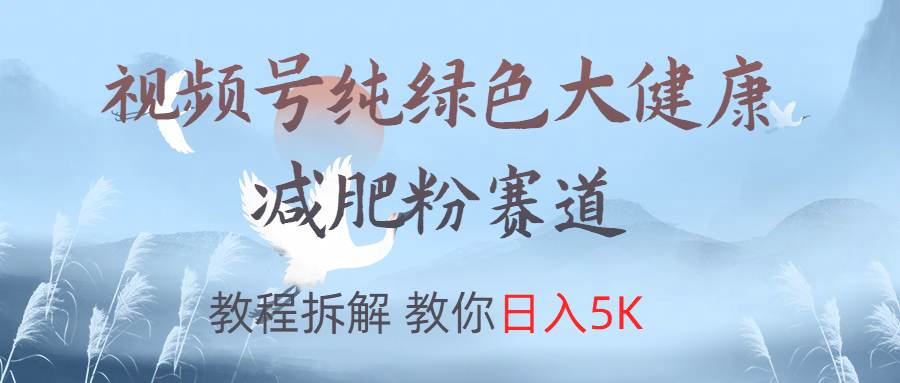 视频号纯绿色大健康粉赛道，教程拆解，教你日入5K-九章网创