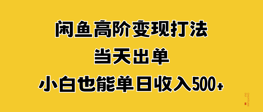 闲鱼高阶变现打法，当天出单，小白也能单日收入500+-九章网创