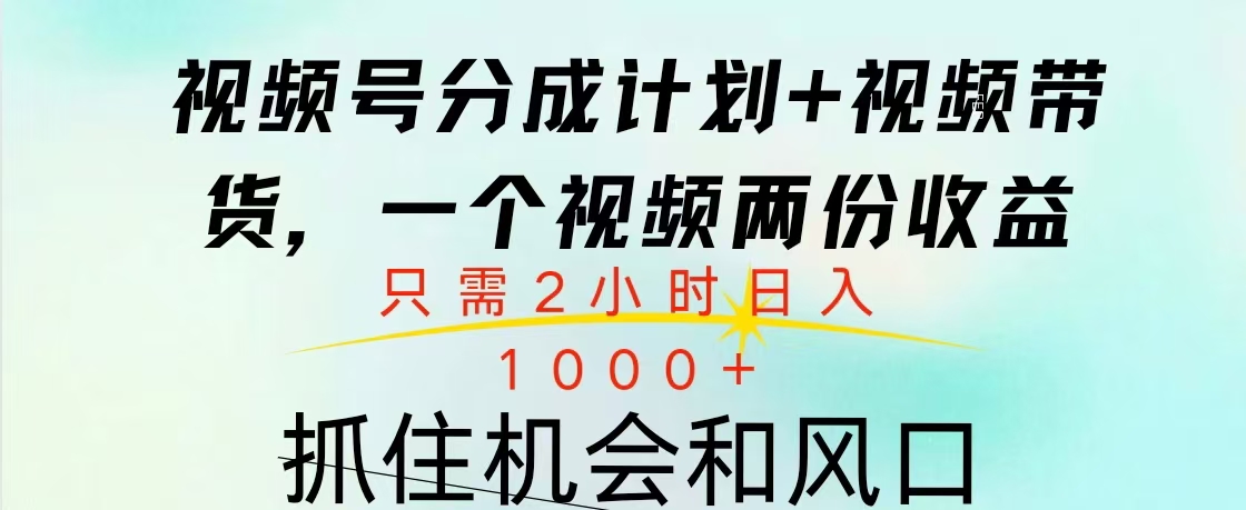 视频号橱窗带货， 10分钟一个视频， 2份收益，日入1000+-九章网创