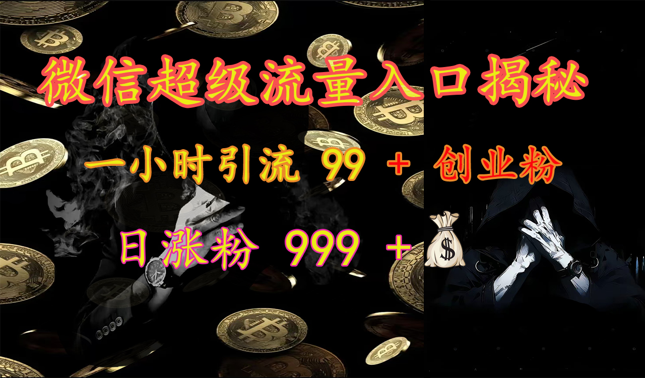 微信超级流量入口揭秘：一小时引流 99 + 创业粉，日涨粉 999 +【揭秘】-九章网创