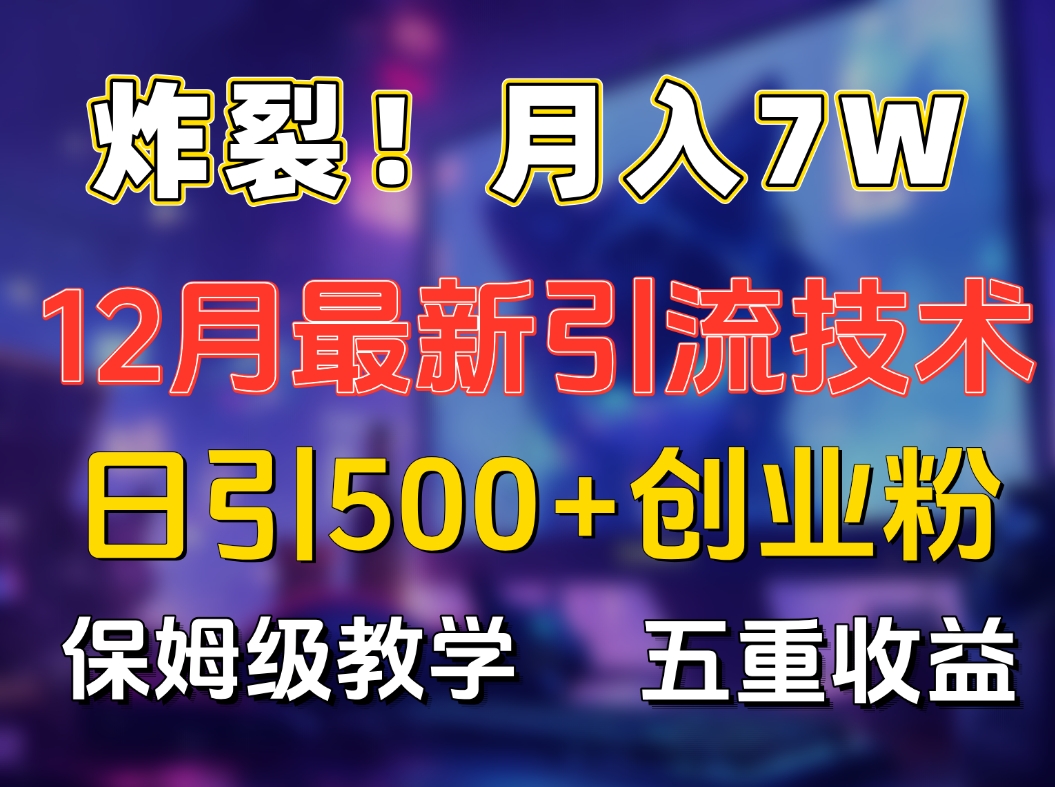 炸裂！月入7W+揭秘12月最新日引流500+精准创业粉，多重收益保姆级教学-九章网创