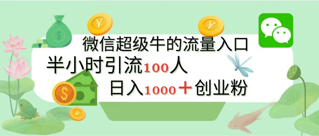 新的引流变现阵地，微信超级牛的流量入口，半小时引流100人，日入1000+创业粉-九章网创