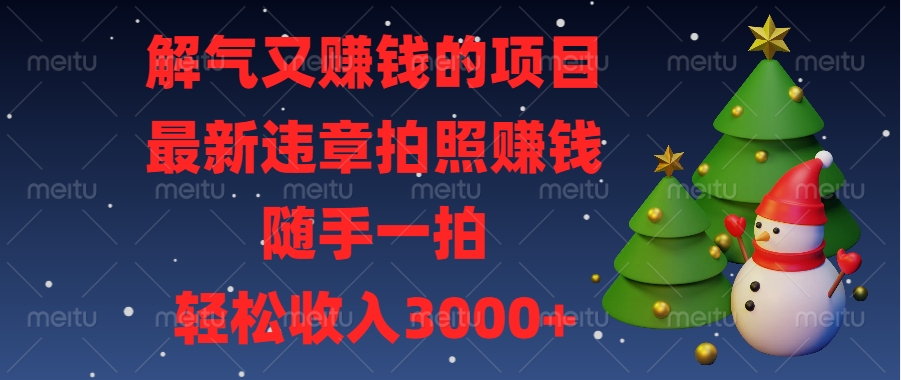 最新违章拍照赚钱，随手一拍，解气又赚钱的项目，轻松收入3000+-九章网创