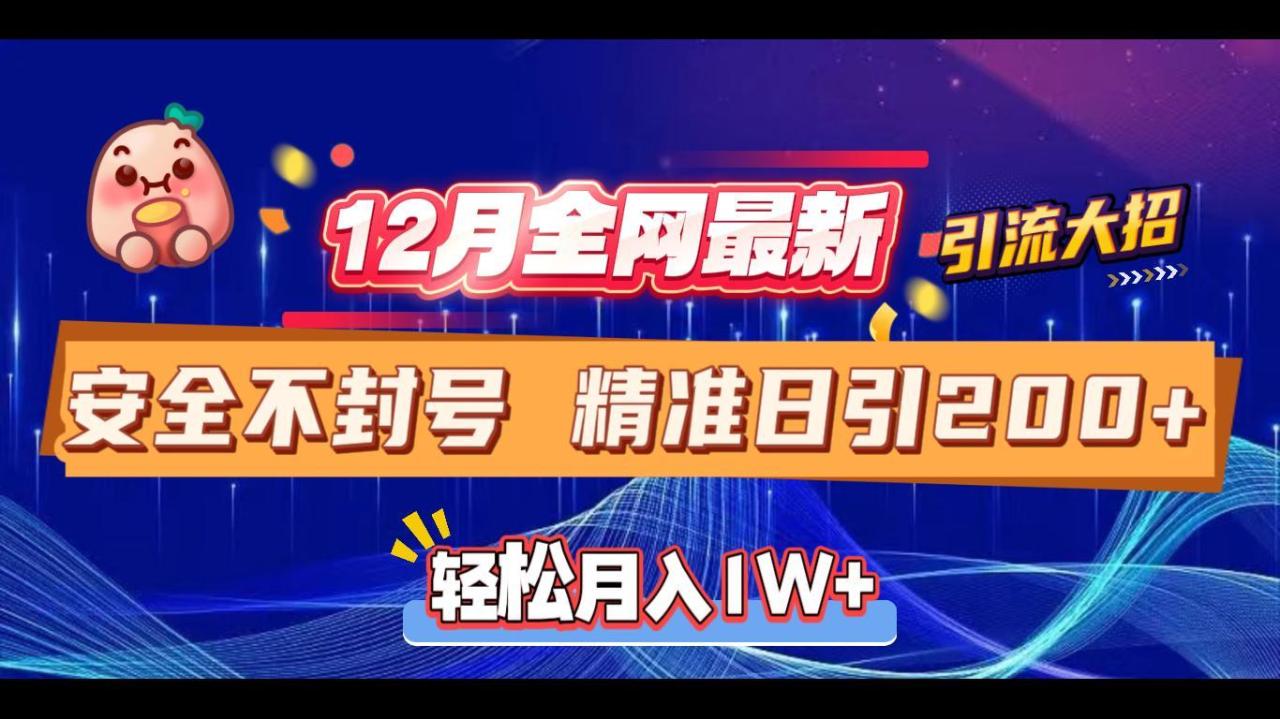 12月全网最新引流大招 安全不封号 日引精准粉200+-九章网创