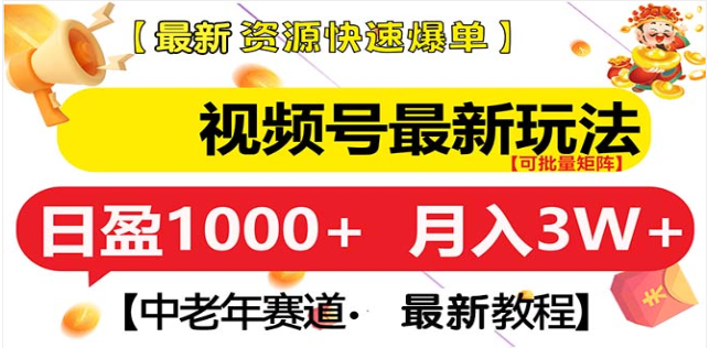 视频号独家玩法，老年养生赛道，无脑搬运爆款视频，日入1000+-九章网创